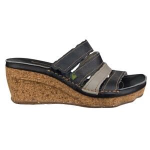El Naturalista Women’s Musgo Prado Black Gray Wedge Sandal Size 37 US 7